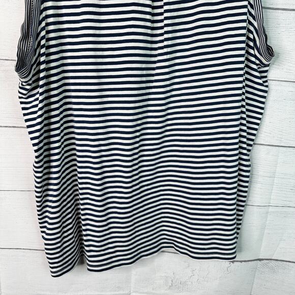 J Jill Womens size XL Pima Back Pleat Tank Top Nautical Striped - Picture 6 of 9